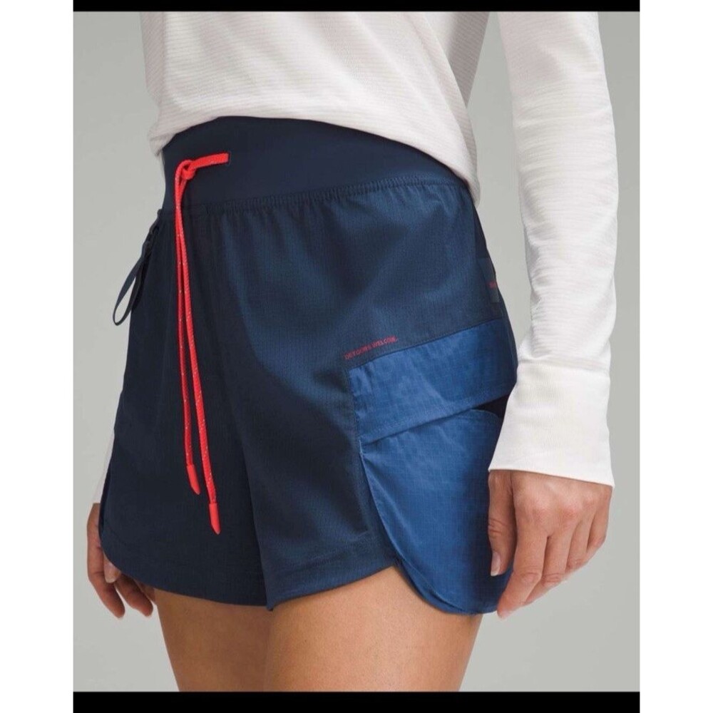 Lululemon WovenAir High-Rise Hiking Shorts 4” Mineral Blue Pitch Blue Size 6 - Picture 2 of 5